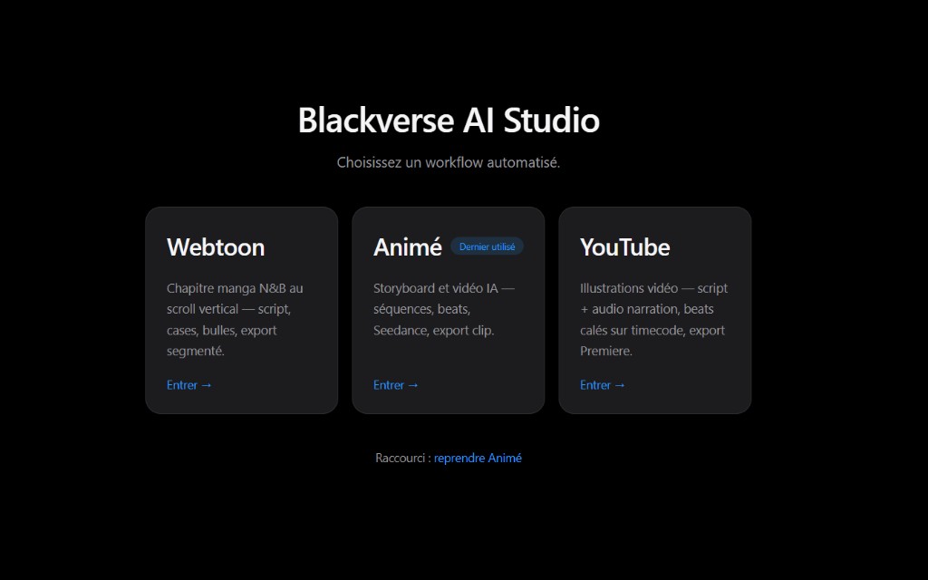 Interface Blackverse AI Studio — placeholder